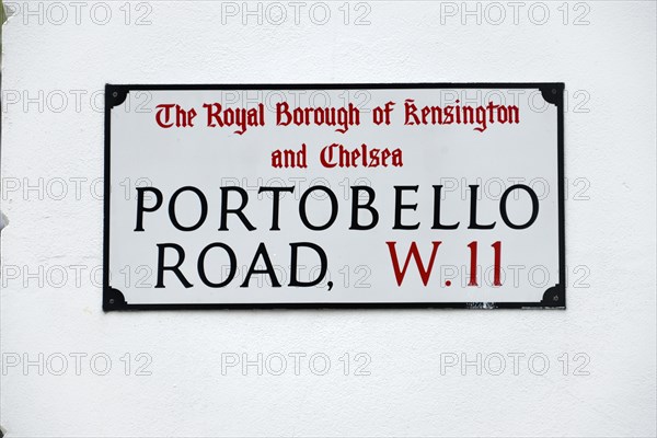 Street sign Portobello Road in the Notting Hill neighbourhood of London