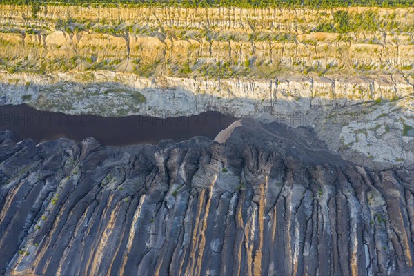 Aerial view over exploited and devastated landscape of the Nochten opencast pit