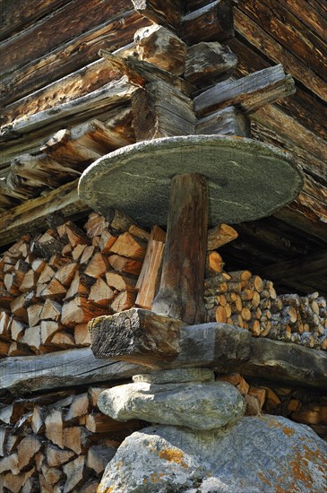 Detail of traditional wooden granary