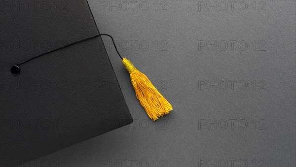 Top view academic cap with copy space