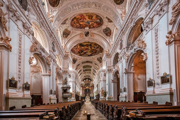 Interior of the baroque collegiate basilica