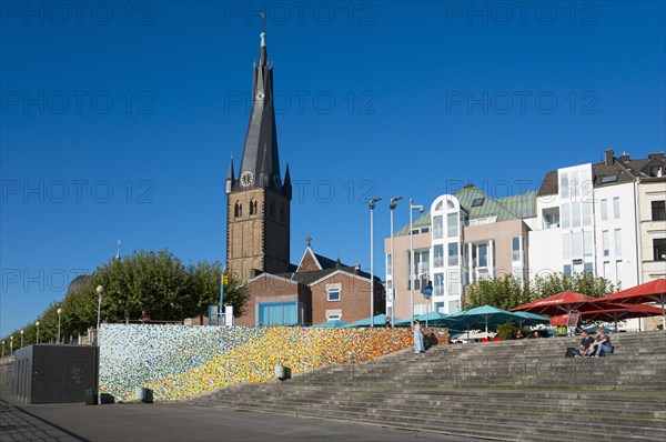 Rhine promenade with St Lambert's Basilica