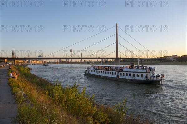 Ship on the Rhine at sunset