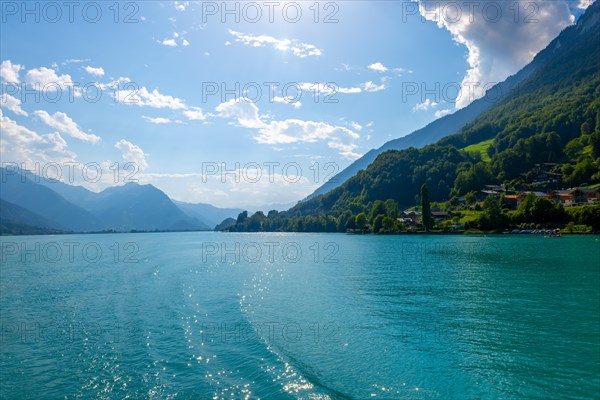 Mountain on Lake Brienz in a Sunny Day in Interlaken