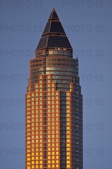 MesseTurm in the evening light is also called the pencil by the people of Frankfurt