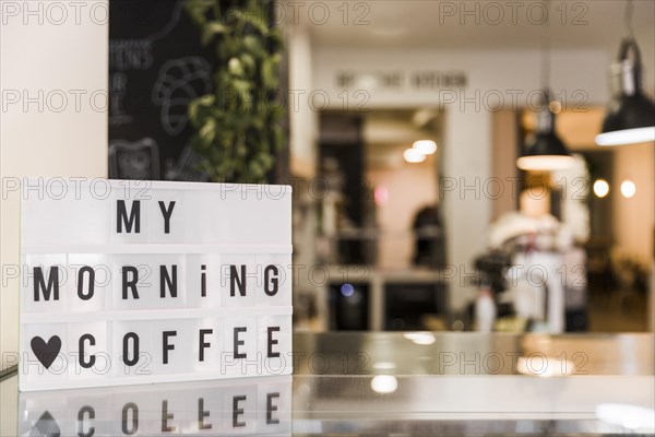 My morning coffee text board glass counter