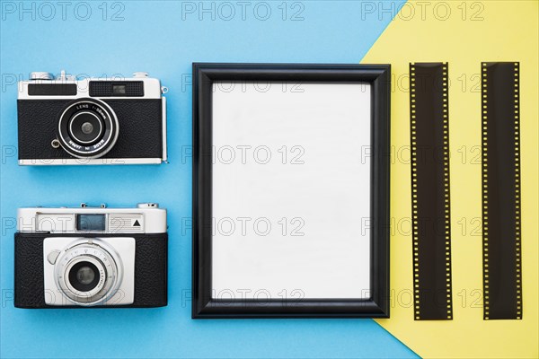 Retro cameras film near frame