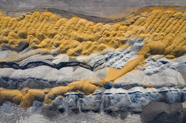 Aerial view over exploited and devastated landscape of the Nochten opencast pit