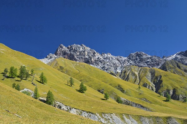 View over the mountain Piz Fier in Val Trupchun