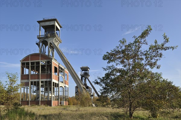 Abandoned headframes of coal mine at Eisden