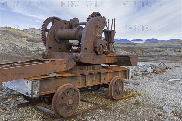 Old crane at abandoned marble quarry at Camp Mansfield