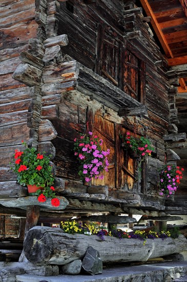 Traditional Swiss wooden granary