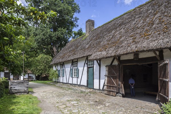 18th century farm Kilbershoeve with thatched roof at the open air museum Bokrijk