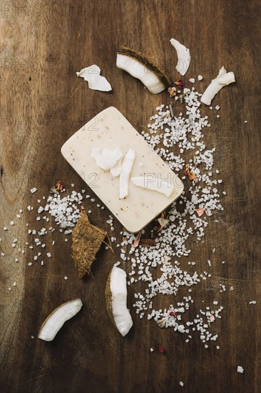 Top view organic coconut oil soap bar