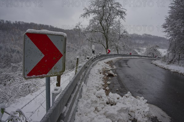 Onset of winter in the Swabian-Franconian Forest nature park Park