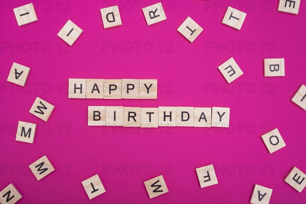 Happy birthday words pink background