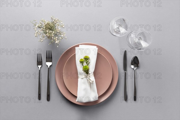 Table etiquette elements with plant