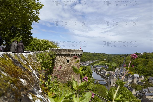 View of the Rance with the town fortifications of Dinan