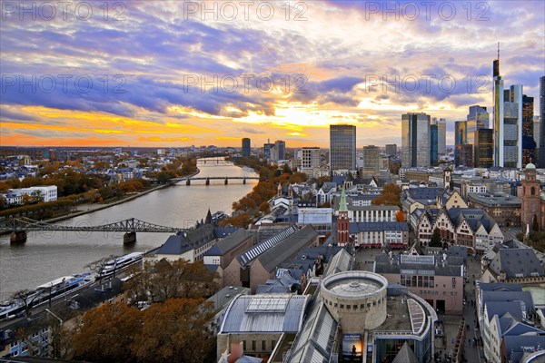 View of the Main and the banking district at sunset