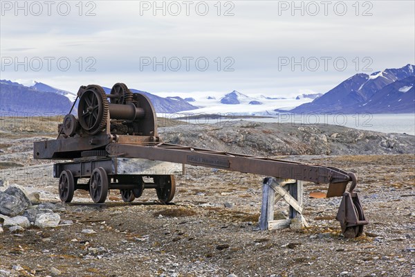 Old crane at abandoned marble quarry at Camp Mansfield