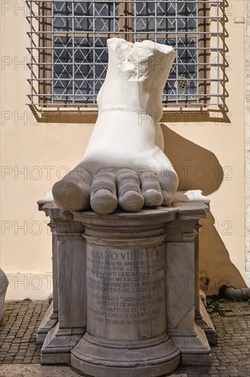 Foot of the colossal statue of Emperor Constantine in the Palace of the Conservators