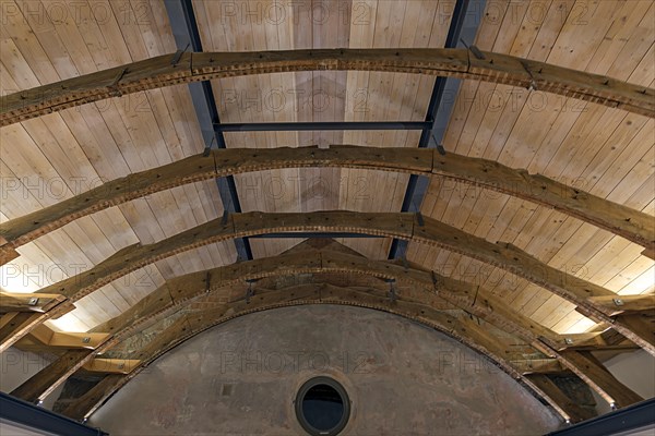 Reconstructed wooden ceiling vault of the former synagogue