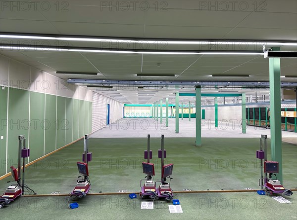 Modern 50 Meters Shooting Range in an Illuminated Underground Tunnel in Switzerland