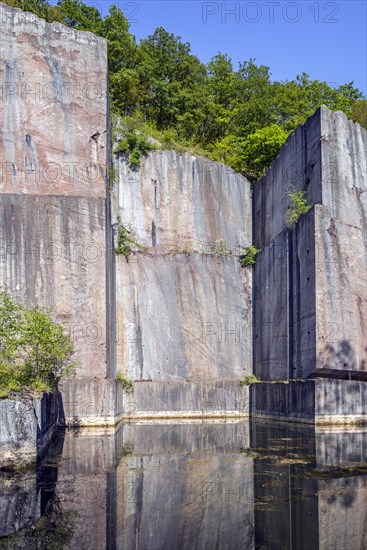 Abandoned red marble quarry Carriere de Beauchateau at Senzeilles