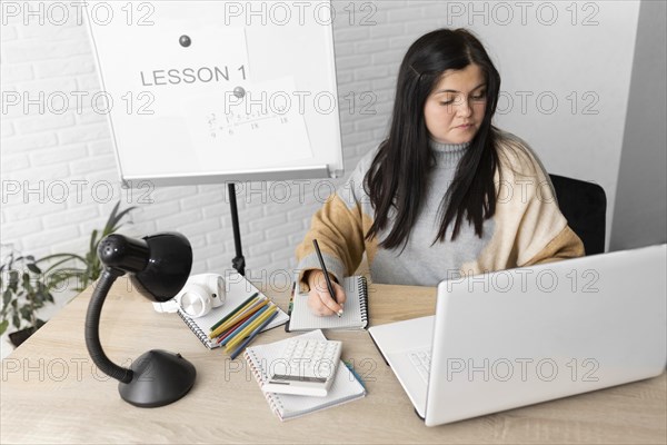 Medium shot woman teaching lesson