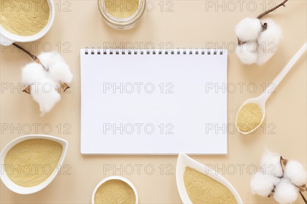 Natural spa sand bowls cotton flowers