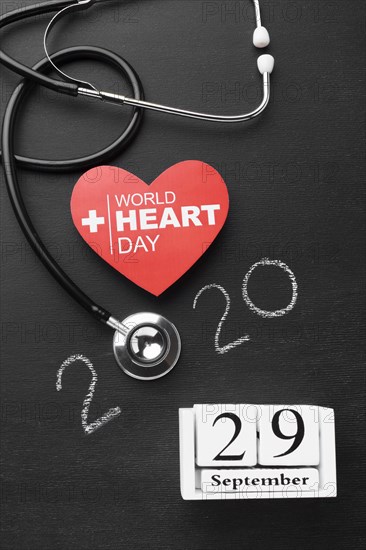 Top view world heart day with stethoscope