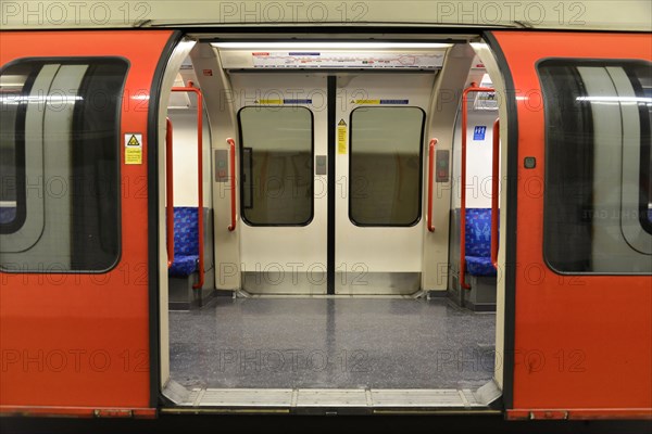 Underground railway with open doors