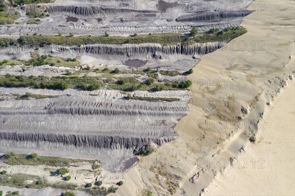 Aerial view over exploited and devastated landscape of the Nochten opencast pit