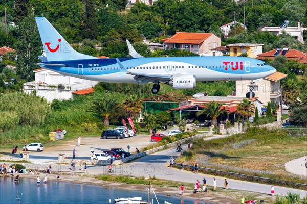 A Boeing 737 MAX 8 aircraft of TUI Airlines Nederland with the registration PH-TFN at Skiathos Airport