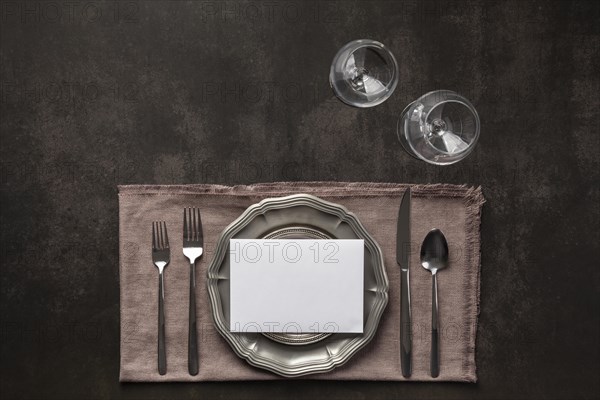 Table etiquette elements flat lay