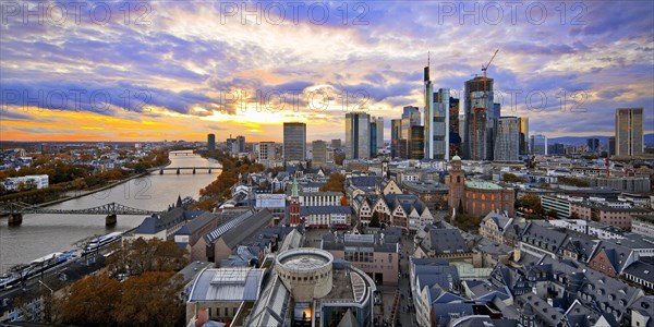 View of the Main and the banking district at sunset