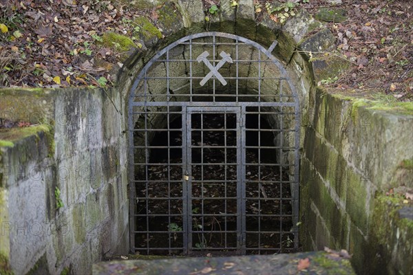 Closed entrance to the former rock salt mine in Wilhelmsglueck