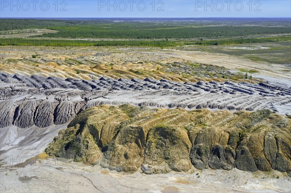 Aerial view over exploited and devastated landscape of the Nochten opencast pit