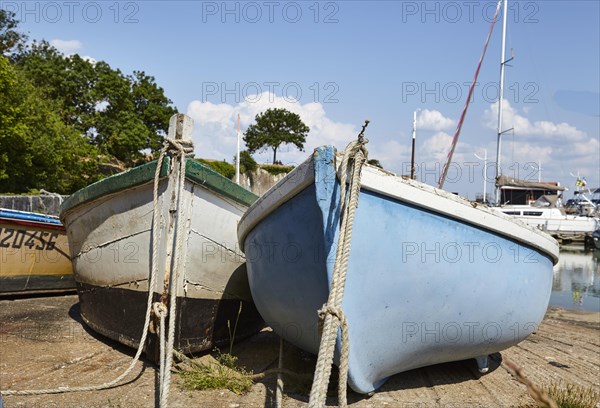 Frog's-eye view of fishing boats in the harbour of Le Chateau-d'Oleron