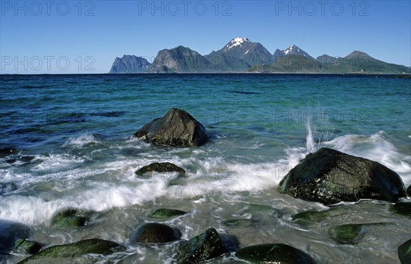 Stones in the surf on the Myrland beach