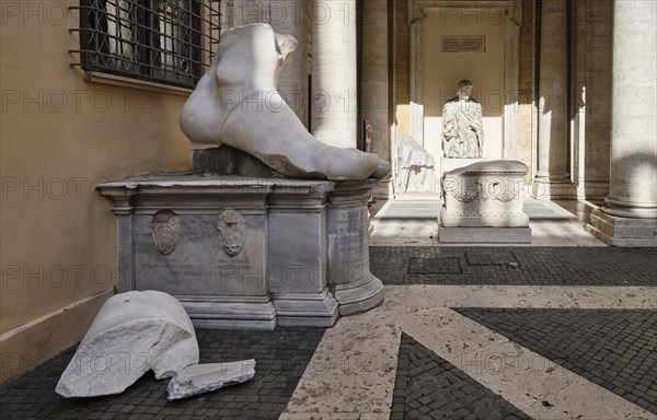 Foot of the colossal statue of Emperor Constantine in the Palace of the Conservators