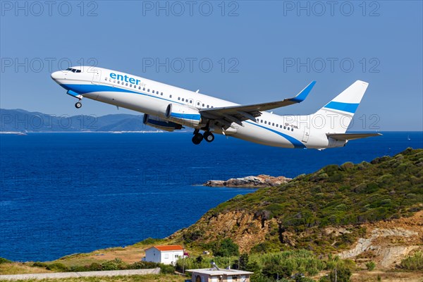 A Boeing 737-800 aircraft of Enter Air with the registration SP-ENN at Skiathos Airport