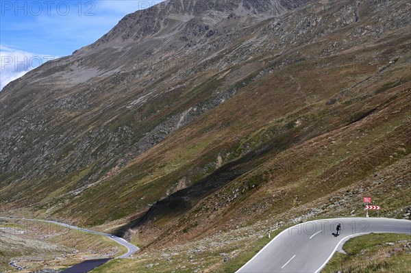 Racing cyclists on the Timmelsjoch High Alpine Road between Austria and Italy