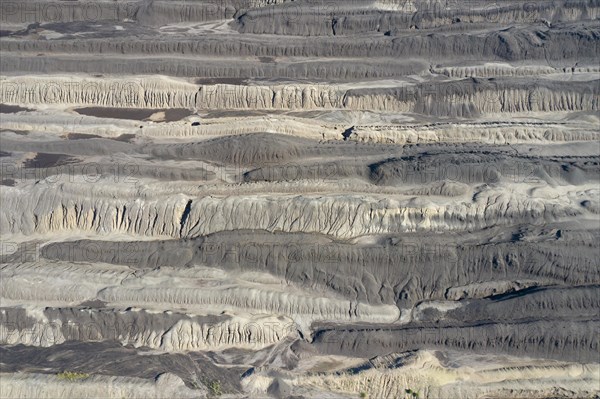 Aerial view over exploited and devastated landscape of the Nochten opencast pit