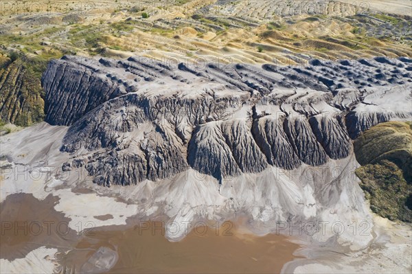 Aerial view over exploited and devastated landscape of the Nochten opencast pit