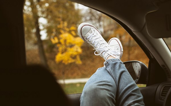 Woman s shoes car window