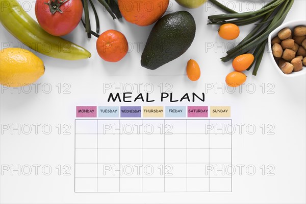 Top view arrangement meal plan