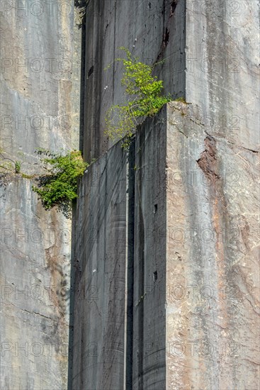 Abandoned red marble quarry Carriere de Beauchateau at Senzeilles