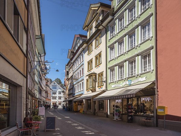 Wooden houses with colourful facades in the main street