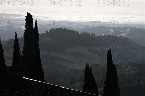 Morning fog around San Gimignano